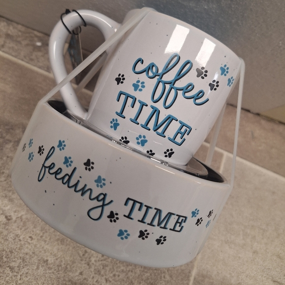 2pc Coffee cup and Doggie bowl set- New - Picture 2 of 2